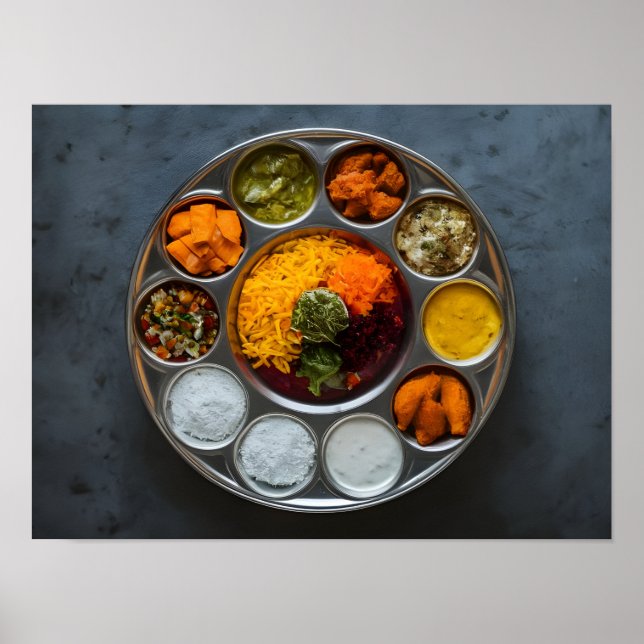 Delicious Indian Hindu Veg Thali Poster (Front)
