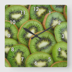 Delicious KiWi Slices Square Wall Clock