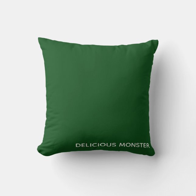 Delicious Monster green colour name Cushion (Front)