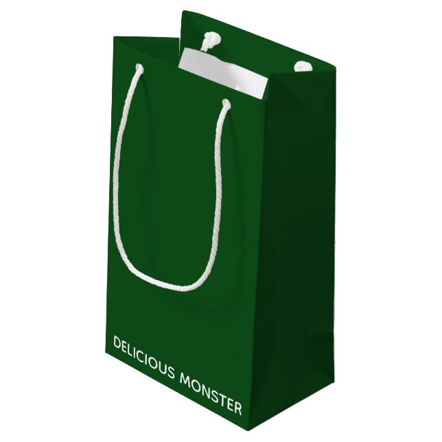 Delicious Monster green colour name Small Gift Bag (Back Angled)