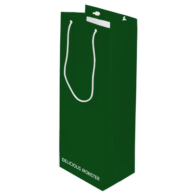 Delicious Monster green colour name Wine Gift Bag (Front Angled)