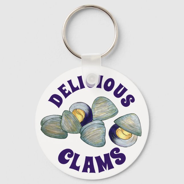 Delicious New England RI Steamed Clams Clambake Key Ring (Front)