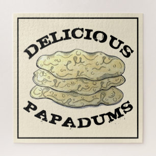 Delicious Papadums Indian Takeaway Food Flatbreads Jigsaw Puzzle