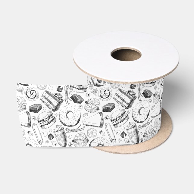 Delicious pattern satin ribbon (Spool)