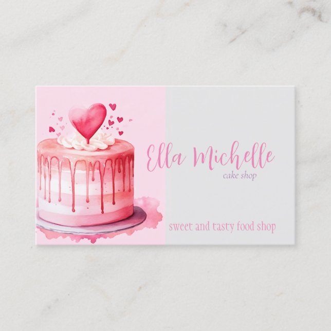 delicious pink cake business card (Front)