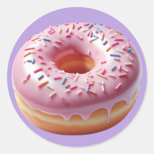 Delicious Pink Doughnut with Sprinkles Stickers