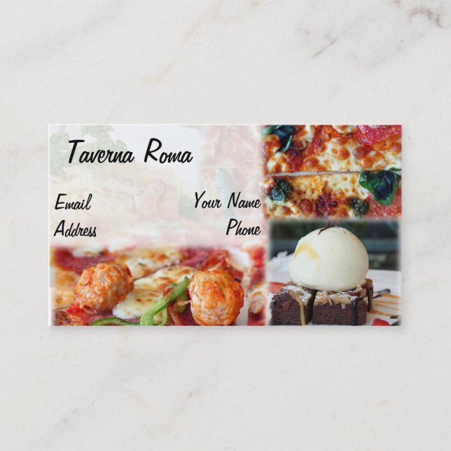Delicious Pizza and Italian Food Business Card (Front)