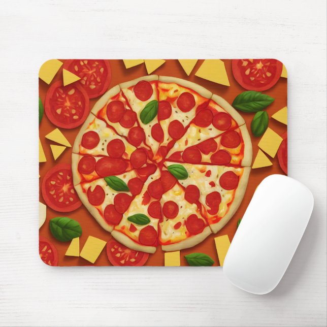 Delicious pizza vegan tomato cheese bright mouse pad (With Mouse)