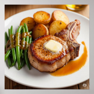 Delicious Pork Chop Dinner Design Poster