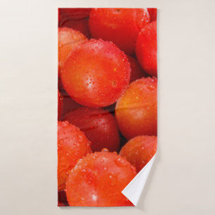 Delicious red cherry-plumbackground, bowl, cherry, bath towel