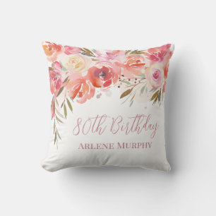  Delicious Rose Watercolor 80th Birthday  Cushion