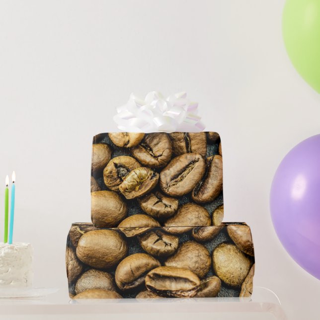 Delicious rustic gold coffee beans wrapping paper (Party Gifts)