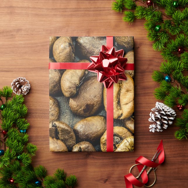 Delicious rustic gold coffee beans wrapping paper (Holiday Gift)