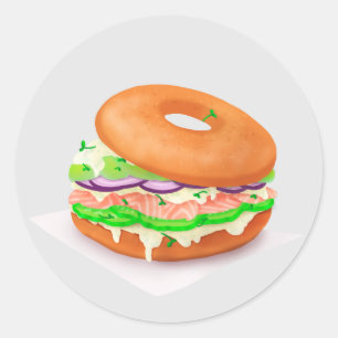 Delicious Salmon Bagel Classic Round Sticker