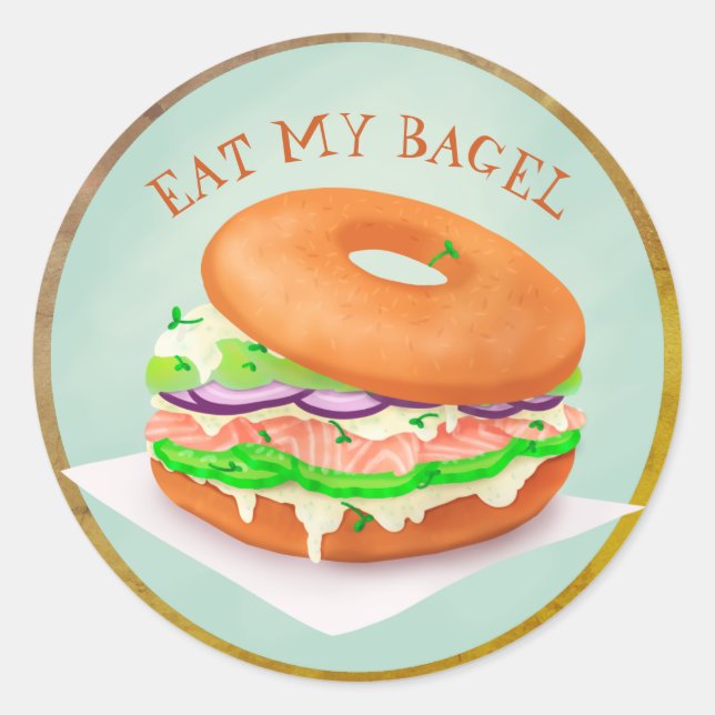 Delicious Salmon Bagel Personalised Classic Round  Sticker (Front)