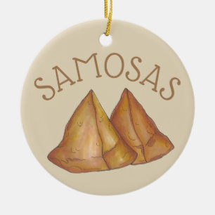 Delicious Samosas Indian Food Sambusas Pastry Ceramic Tree Decoration