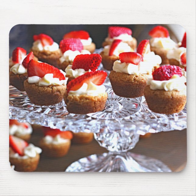 Delicious Strawberry Cupcakes Dessert Mouse Pad (Front)