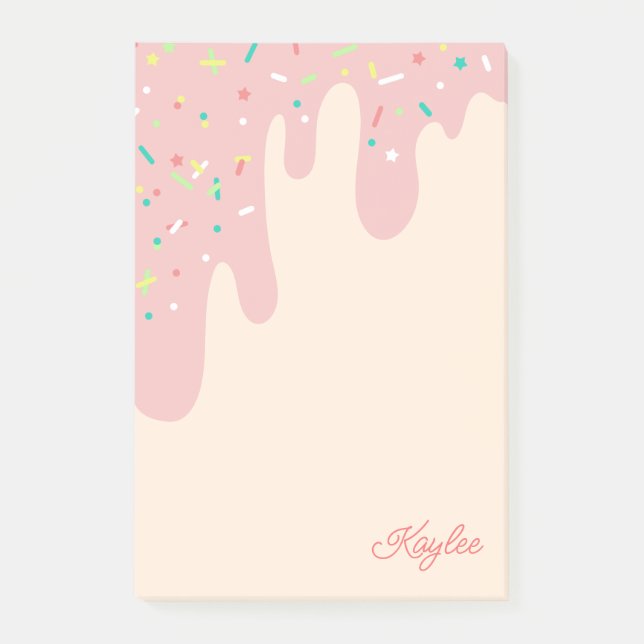 Delicious Strawberry Frosting Sprinkles Your Name Post-it Notes (Front)