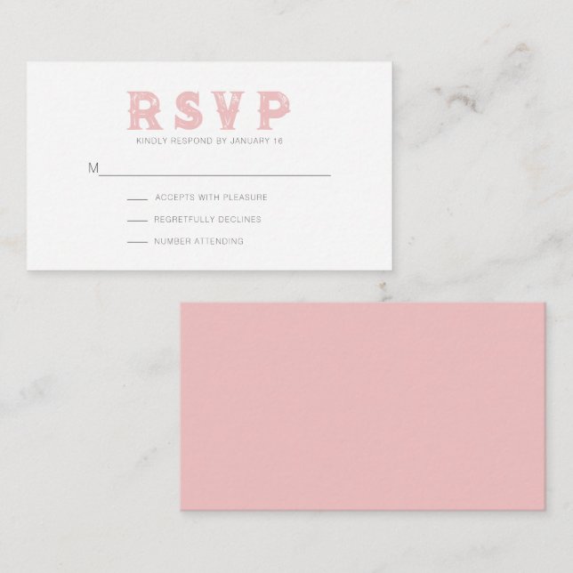 Delicious Strawberry Pink Rustic Modern RSVP Enclosure Card (Front/Back)