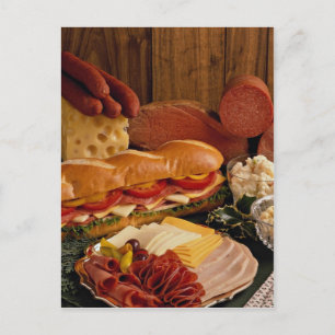 Delicious Submarine sandwich with meats and cheese Postcard