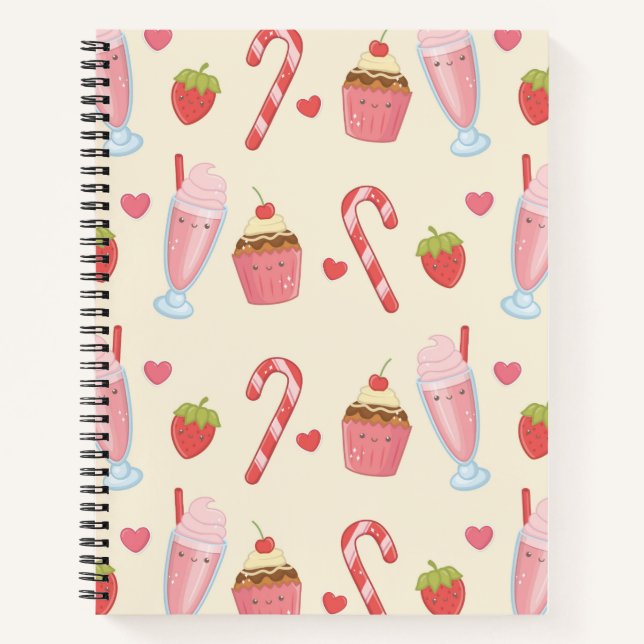 Delicious & Sweet Kawaii  Spiral Notebook (Front)