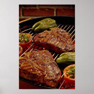 Delicious T-bone steaks Poster