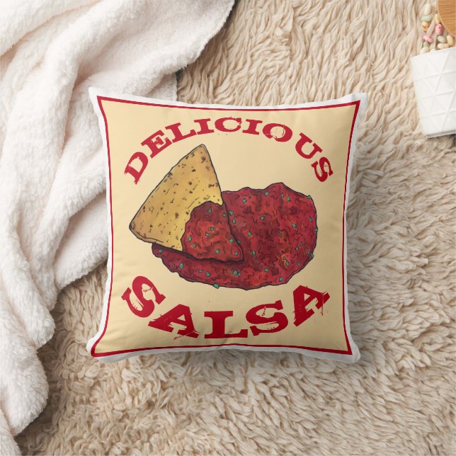 Delicious Tomato Salsa Illustration Kitchen Decor Cushion (Blanket)