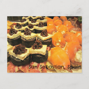 Delicious varieties of Pinxtos in San Sebastian Postcard