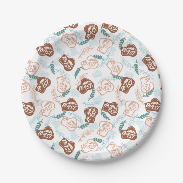 Delicious Wheat Bread Toast Pattern Paper Plate (Front)