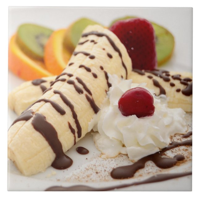 Delicious Whipped Cream and Banana Dessert Tile (Front)