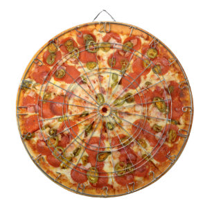 delicious whole pepperoni jalapeno pizza photo dartboard