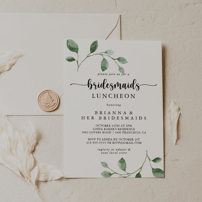 Delight Eucalyptus Bridesmaids Luncheon Shower   Invitation (Creator Uploaded)