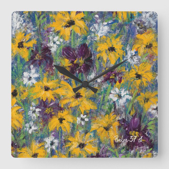 Delight Floral Wall Clock - Psalm 37:4 (Front)