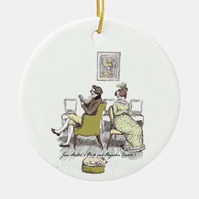 Delight in Vexing Jane Austen Pride and Prejudice Ceramic Tree Decoration (Front)