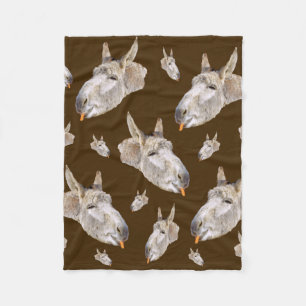 Delighted Funny Donkey Eating A Carrot, Fleece Blanket