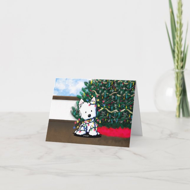 Delighted Westie Folded Christmas Card (Front)