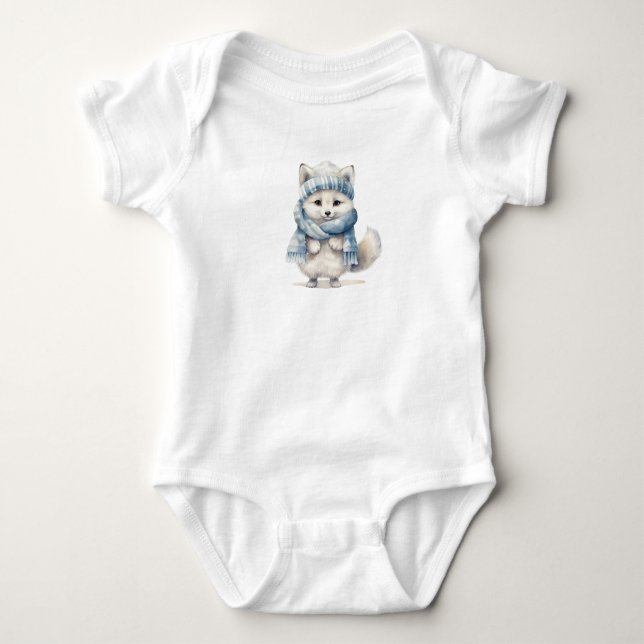 Delightful Arctic Fox Baby Bodysuit (Front)
