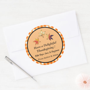 Delightful Autumn Crisp Whimsical Leaves Classic Round Sticker