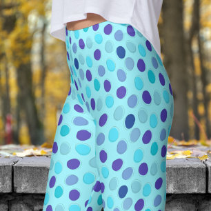 Delightful Blue and Cadet Blue Polka Dot Pattern Leggings