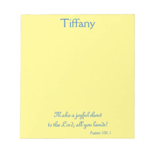 Delightful blue and yellow scripture notepad