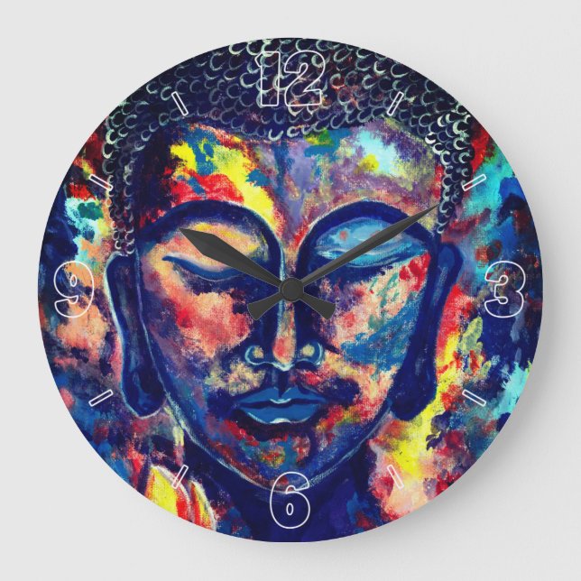 Delightful Buddha Original Abstract Artwork Large Clock (Front)
