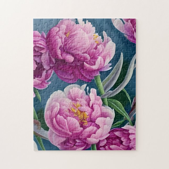 Delightful Country Garden Peonies Jigsaw Puzzle (Vertical)