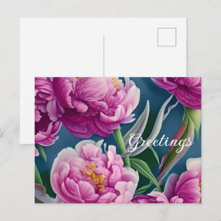 Delightful Country Garden Peonies Postcard