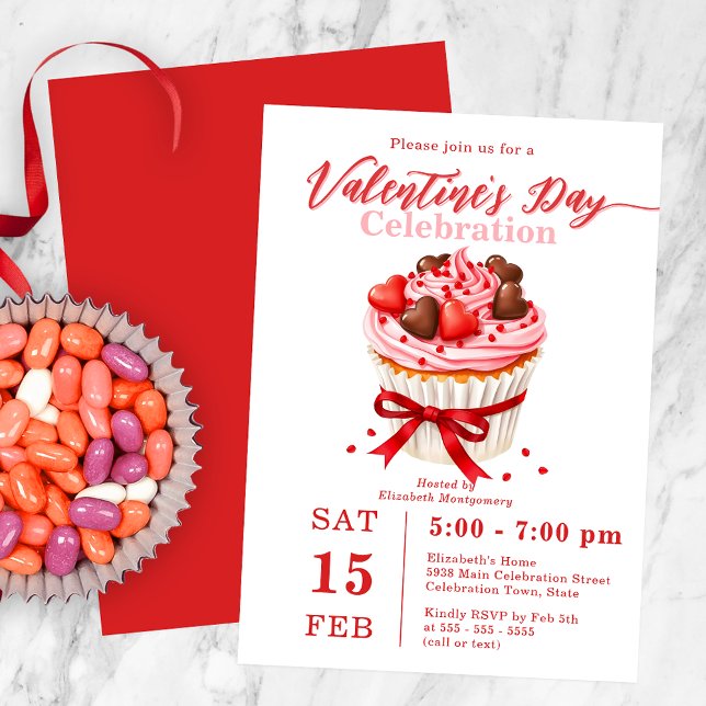 Delightful Cupcake Valentine's Day Party Invitation (Creator Uploaded)