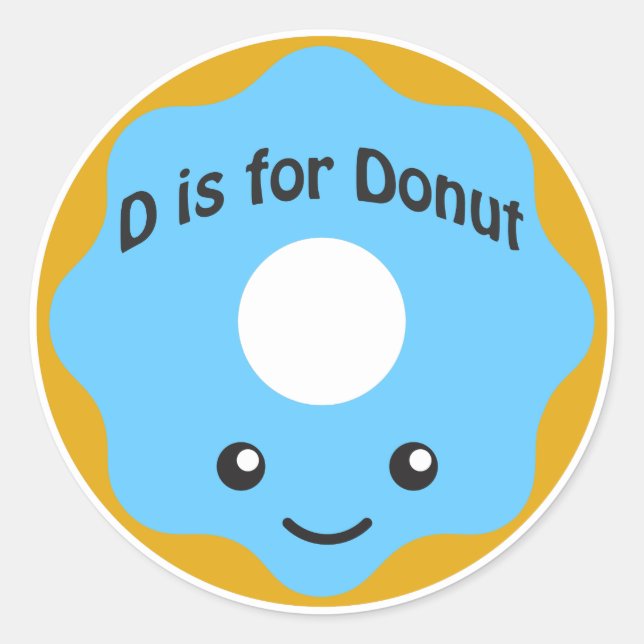 Delightful D is for Doughnut Classic Round Sticker (Front)