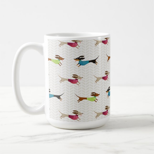Delightful Dachshund Pattern Coffee Mug (Left)