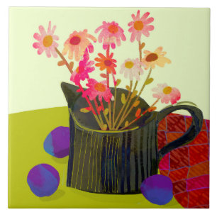 Delightful Daisies Ceramic Kitchen Tile