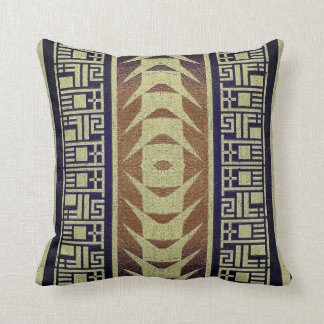 Delightful designer brown blue gold tone cushion