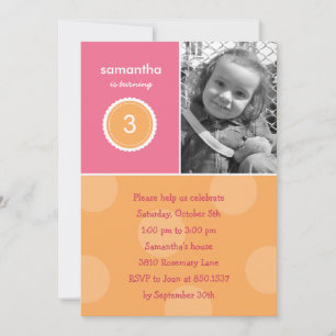 Delightful Dots Photo Birthday Invitation (Pink)