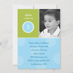 Delightful Dots Photo Birthday Invitation (Turquoi